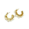 Handmade Silver 925 Earrings Hoops with Pearls S294-62
