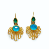 Handmade Silver 925 Earrings, Malachite, Chrysocolla and Quartz S968-88
