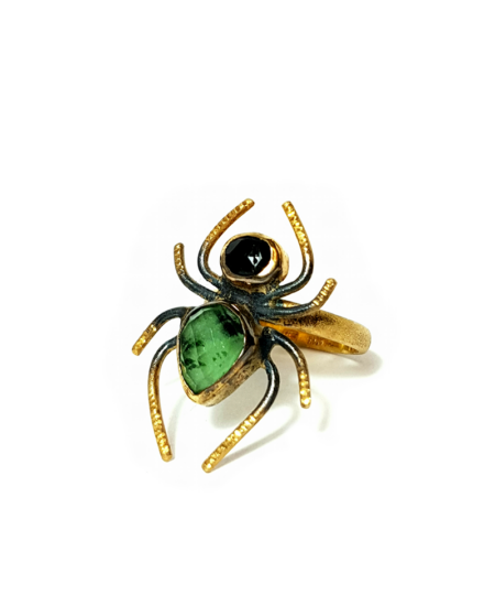 Handmade Silver Ring Zoisite, Quartz and Tourmaline D045-43