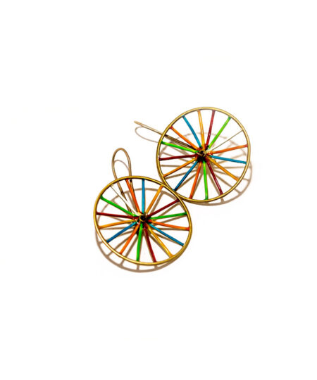 Handmade Earrings Colorful Wheel that Turns 3.5 cm. TEOE4317