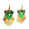 Silver 925 Handmade Earrings, green Jade, Quartz and Hematites S142-69