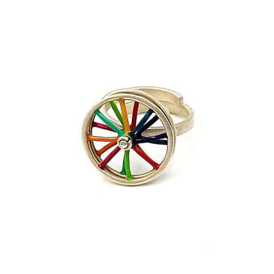 Handmade Silver Ring Multicolor Weel 2.0 cm TEOR2256