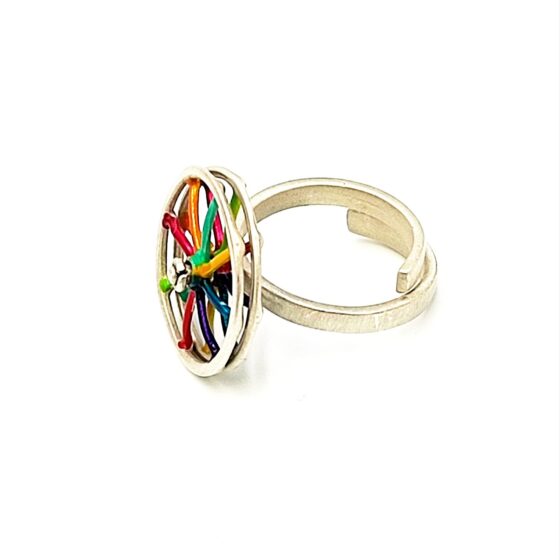 Handmade Silver Ring Multicolor Weel 2.0 cm TEOR2256