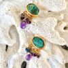 Handmade Silver 925 Goldplated Earings, Blue Quartz, Amethyst and Spinels S849B-33