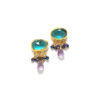 Handmade Silver 925 Goldplated Earings, Blue Quartz, Amethyst and Spinels S849B-33