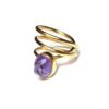 Handmade Gold plated Silver Ring, Amethyst and Quartz D002-45