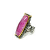Handmade Gold plated Silver Ring Ruby, Quartz and Hematites D025-60