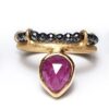 Handmade Silver Ring with Ruby in Quartz and Hematites D085A-36