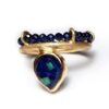 Handmade Silver Ring with Malachite, Azurite in Quartz and Zircons D085G-36