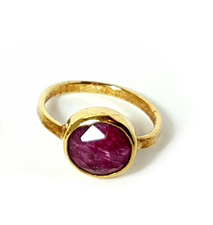 Handmade Silver Ring, Ruby and Quartz D649R-31
