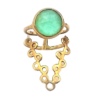 Handmade Silver Ring, Gold plated, Chrysoprase and Quartz D728-44OL