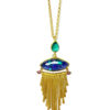 Handmade Silver Pendant with Azurite – Malachite, Quartz and Rhodolite Μ066-98OL