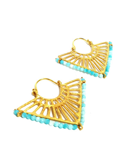 Handmade Silver Earrings with blue Amazonites S938-60