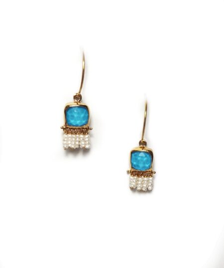 Handmade Silver 925 Earrings, Turquoise, Quartz and Pearls S861B-48