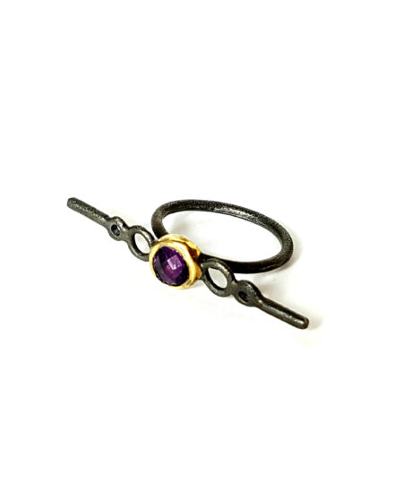 Handmade Gold plated Silver Ring, Amethyst D739-22