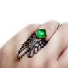 Handmade Gold plated Silver Ring, Jade and Quartz D829-50