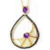 Handmade Silver Pendant with Amethysts and Hematites Μ418-65OL