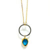 Handmade Silver Pendant, Chrysocolla and Quartz Μ890CH-26