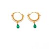 Handmade Silver 925 Earrings green Onyx and Pearls S194PE-27