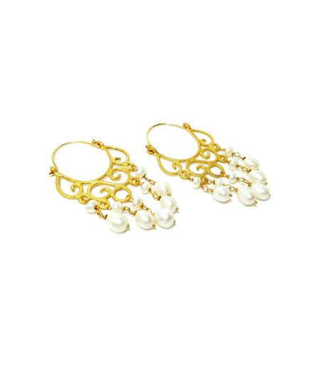 Handmade Silver 925 Goldplated Earrings with small Pearls S270-45