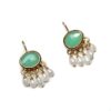 Handmade Silver 925 Earrings, Chrysoprase and Pearls S467CH-35