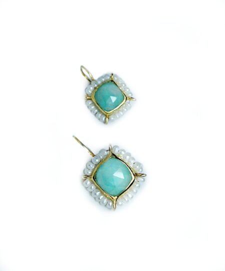 Handmade Silver 925 Earrings, Chalcedony, Quartz and Pearls S669CH-45