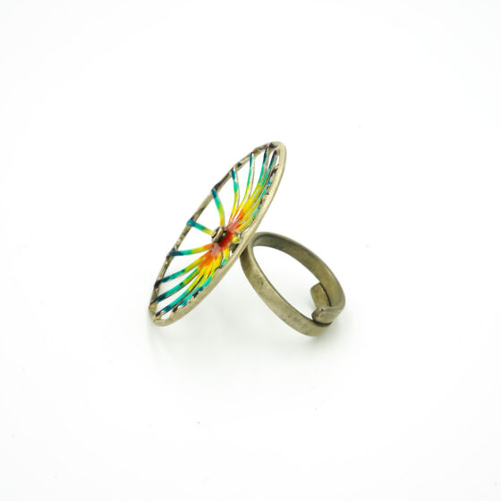 Handmade Silver Ring Multicolor Weel 3.5 cm TEOR4820