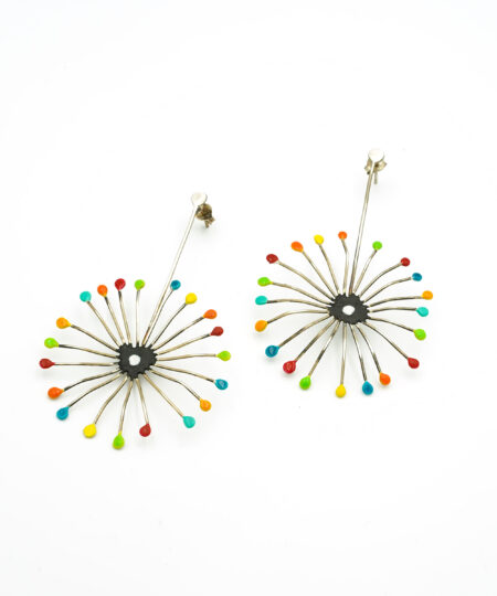 Handmade Sterling Silver 925 Earrings with Colorful Dots TEOE5813