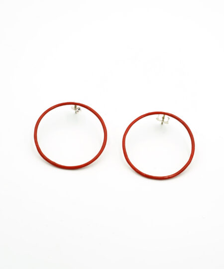 Handmade Sterling Silver 925 Red Earrings Loops TEOE9910