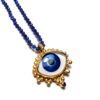 Handmade Sterling Gold Plated Necklace with Painted Eye and Ruby M152-76
