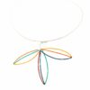Handmade Sterling Silver 925 Necklace Multicolored Leaves Design TEOP9227